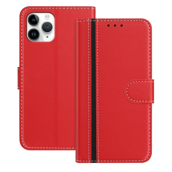 Allytechgroup Flip Wallet Phone Case for iPhone 11 Pro, RFID Blocking PU Leather Built-in Credit Card Slot Stand Shockproof Full Body Protective for iPhone 11 Pro, Red