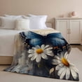 thumbnail image 2 of Throw Blanket for Couch Blue Butterfly Soft Fleece Flannel Blankets Cozy Lightweight Blanket for Home Sofa Living Room White Daisy Bed Throws 50" x 60", 2 of 9
