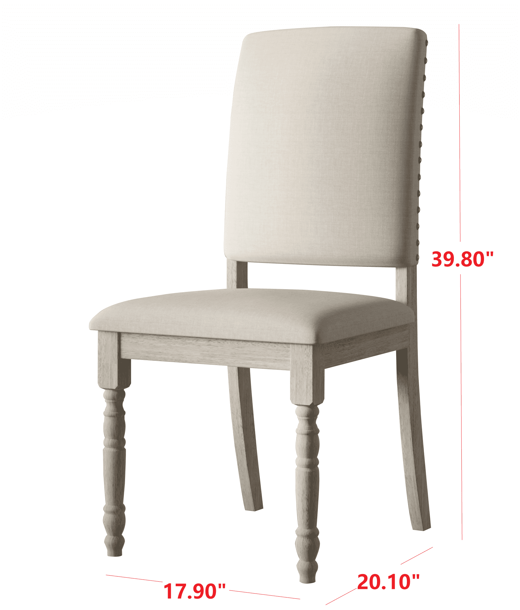 Home Design Lily Dining Chair (Set of 6), Warm Gray Upholstery, Antique Gray Wood Frame, Padded Seat and Back, Modern Style