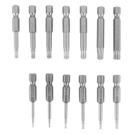 

13 Pcs 1/4 Inch Screw Driver Bit Set S2 Steel Hex T5-T45 Magnetic Torx Head Star 6 Point Screwdriver