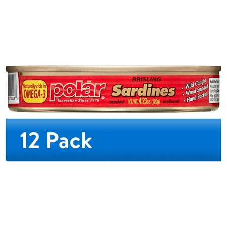 (12 pack) MW Polar Smoked Brisling Sardine in Olive Oil With Plastic Clear Top 4.23 oz.