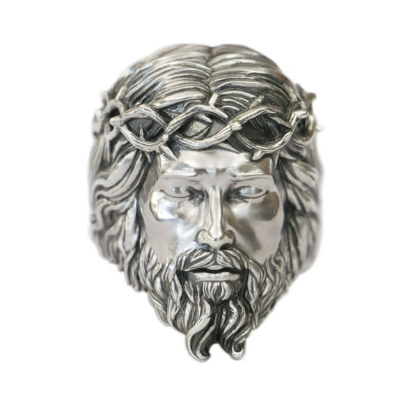 925 Sterling Silver Jesus Christ Ring Biker Punk Open Ring TA434 US Size 10