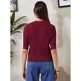 thumbnail image 3 of DARING DIVA Women's Short Sleeve Button Down Cable Knit Dressy Sweater XL Burgundy, 3 of 6