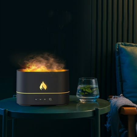 

Nhthy Aromatherapy Diffuser Flame Night Design Ultra-Quiet Portable Essential Oil Diffuser USB Powered Auto Shut-Off Romantic Flame Humidifier Silent Operation Perfect Gift. Black