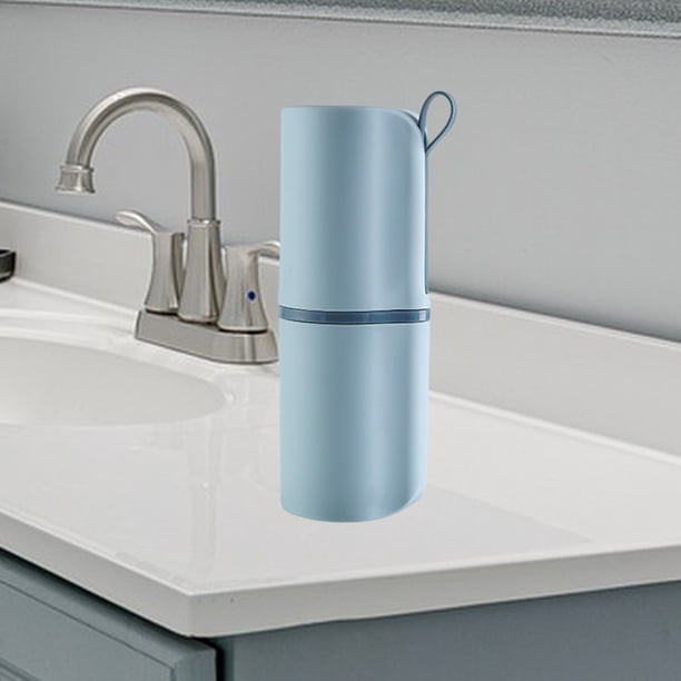 Taza de Enjuague Bucal de Plástico 21x7cm con Mango Antideslizante, Taza de Cepillado Ergonómica para Viajes o Hogar, Grado Alimenticio, Rosa Blanco Azul, 1 Pieza