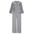 thumbnail image 6 of pstuiky Womens Pajama Set Summer Solid Color Lightweight Pajama Sets with Pants Leisure Loose Fit V-Neck Short Sleeve Sleepwear Night Shirts for Women Sleepwear Gray 2XL, 6 of 7