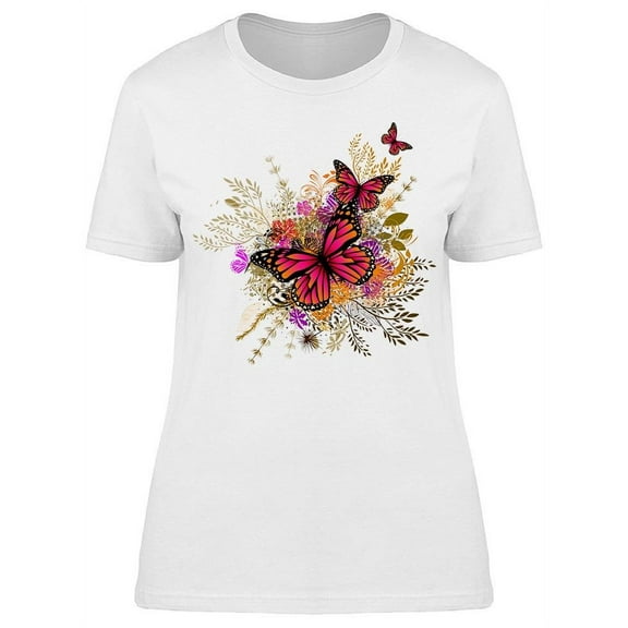 Butterfly Flower Arrangement T-Shirt Women -Image by Shutterstock, Female Small