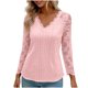 thumbnail image 1 of Encaje Manga Larga Tops para las Mujeres Más Tamaño V-Cuello Sólido Casual Blusa, Suave Suéter de Poliéster, Primavera de Uso Diario, 1 of 9