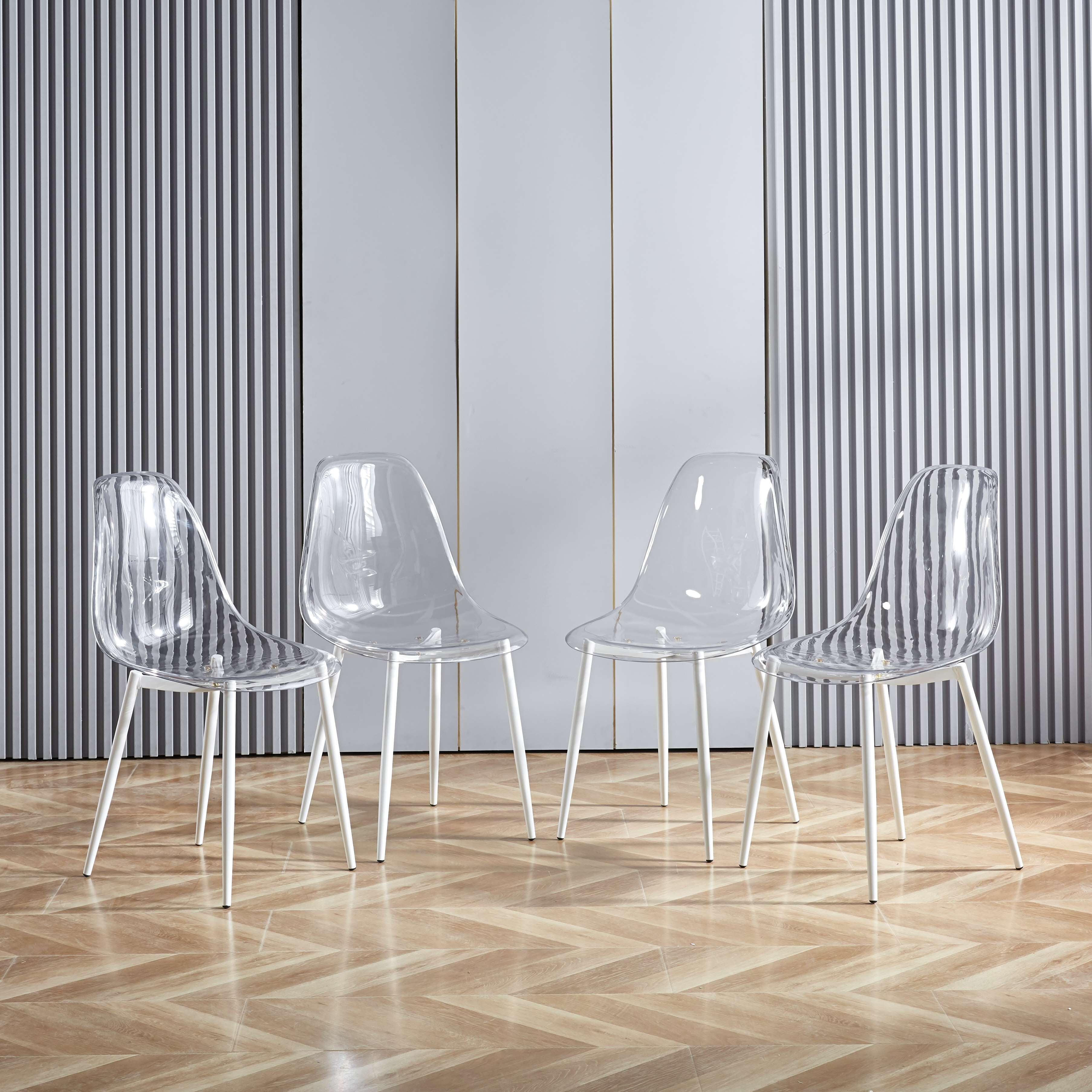 MAYEERTY Modern Plastic Chair Set of 4 Iron Tube Legs Dining Living Room