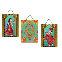 Kalamkari Art Work Wall Hang Home Decor, 5.6 x 8.8 Inch,Pack of 3