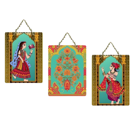 Kalamkari Art Work Wall Hang Home Decor, 5.6 x 8.8 Inch,Pack of 3