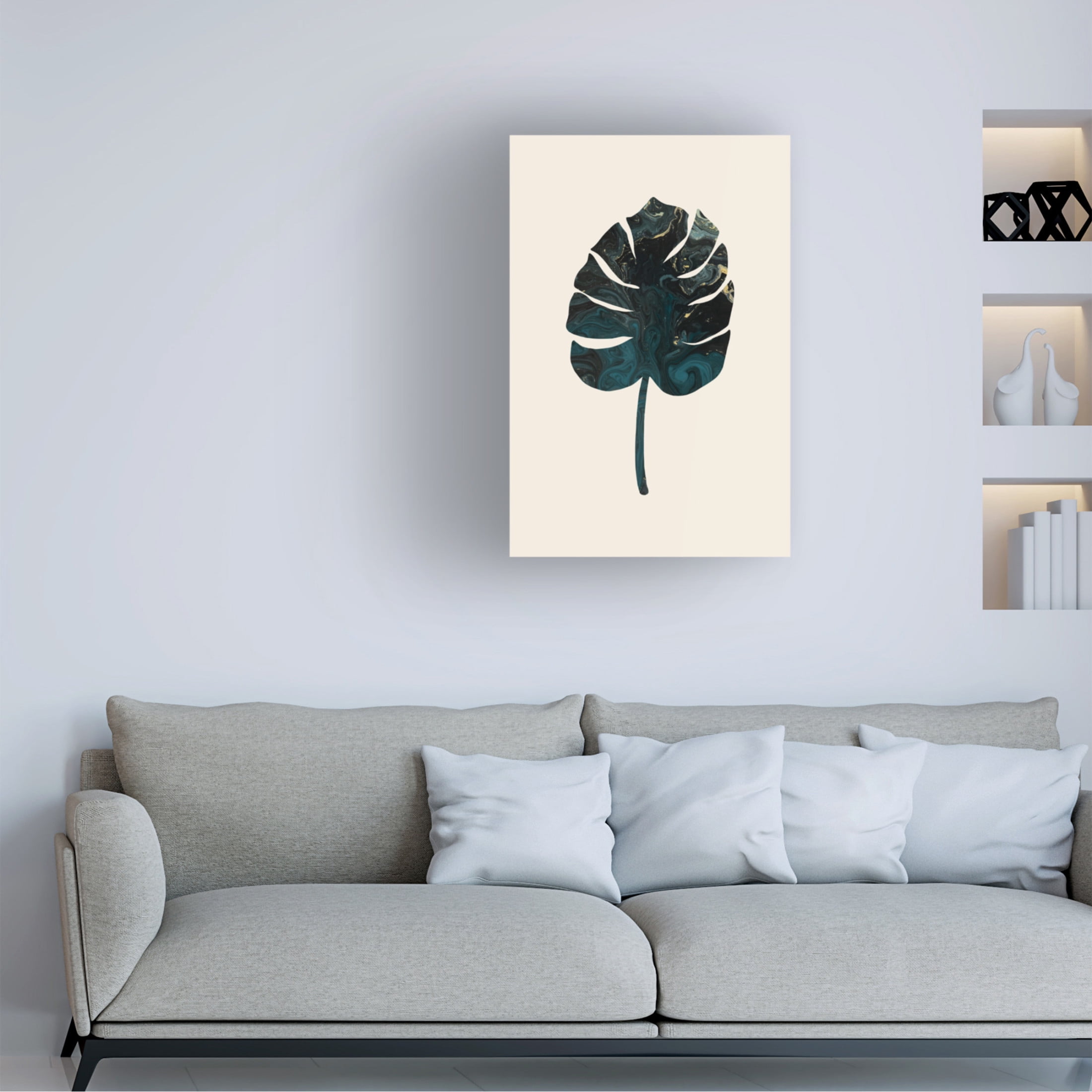 Canvas Wall Art - Pictufy Studio 'Monstera Marble Green' Wall Art for Living Room, Bedroom, or Office Décor by Trademark Fine Art - 22 x 32 Inches