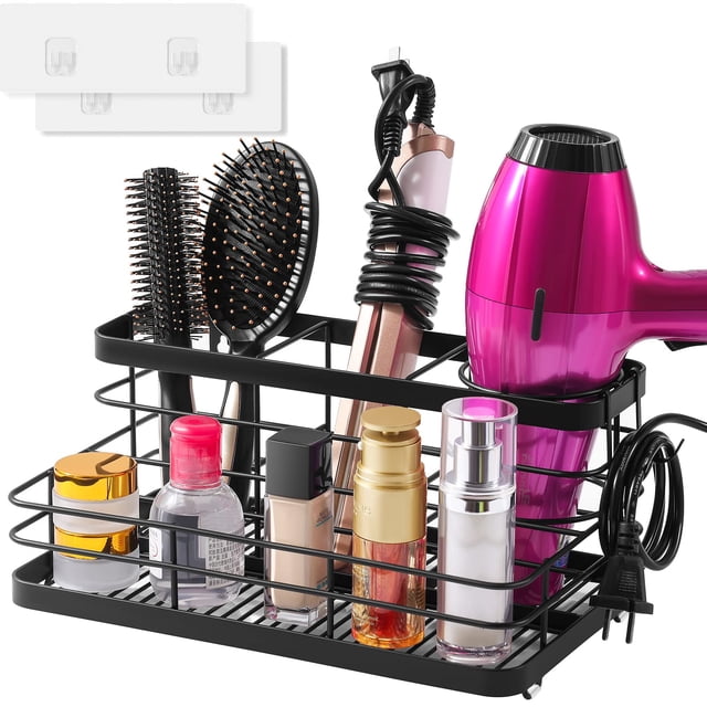 Organizador de herramientas para el cabello VITVITI, de metal, montado en la pared, negro mate