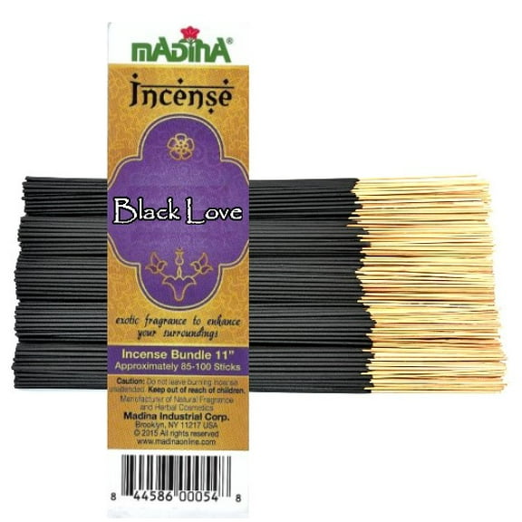 Madina Black Love Scented Fragrance Incense Stick Bundle [85 Sticks Per Pack - Brown - 11"]