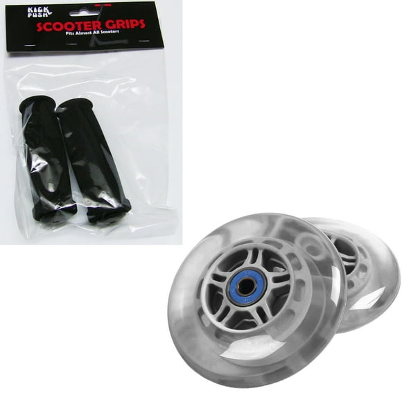 Replacement Scooter Wheels, Bearings, and Handle Grips for Razor Scooters - Clear/Black