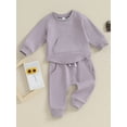 thumbnail image 3 of Suealasg Toddler Baby Boys Girls Fall Winter Clothes 6M 12M 18M 2T 3T Kids Crew Neck Long Sleeve Sweatshirt Pullover Top Drawstring Pants Sets 2Pcs, 3 of 9