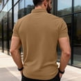 thumbnail image 4 of Qwertyu Polo Shirts for Men Solid Casual Collared Short Sleeve Tops Pullover Classic Performance with Pocket Shirts Light Brown 2XL, 4 of 5