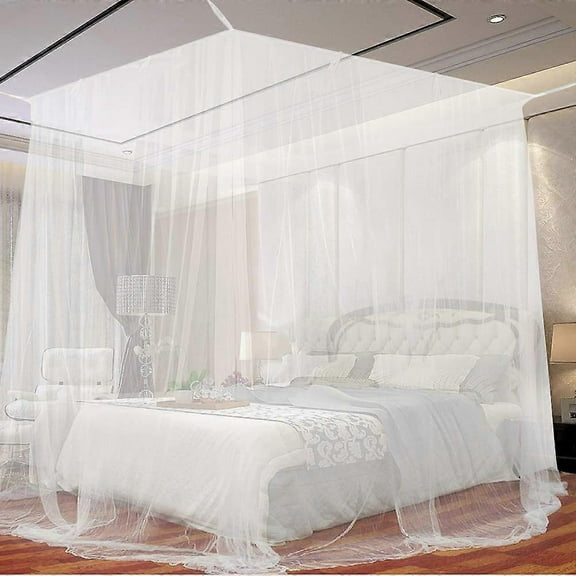 RAIN Bed Mosquito Net, Large Square Mosquito Net for Extra Large Bed, Indoor and Outdoor Canopy Mosquito Net White (190 x 210 x 240cm)