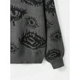 thumbnail image 3 of Women'S Oversized Eye Print Knit Crewneck Fall Pullover Sweaters Dark Gray L, 3 of 4