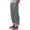 Gray, variant on Women's Casual Ankle Cuffed Striped Hem Pants Loose Fit Drawstring Elastic Waist Wide Leg Trousers with Pockets for Summer Beach Vacation White