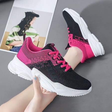 

XIAQUJ Leisure Women s Lace up Travel Soft Sole Comfortable Shoes Outdoor Mesh Shoes Runing Fashion Sports Breathable Shoes Women s Fashion Sneakers Hot Pink 6.5(37)