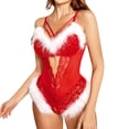 thumbnail image 1 of Gibobby Lencería de encaje Día de San Valentín para mujer Lencería navideña Sexy para mujer, vestido veraniego de malla con empalme de encaje, ropa navideña para el(Rojo, XL), 1 of 5