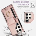 thumbnail image 5 of SaniMore for Samsung Galaxy S23 Ultra Case with Metal Rotating Ring Kickstand RFID Blocking Card Slots PU Leather Anti-scractch Wear-resitant Shockproof Wallet Cover for Samsung S23 Ultra, Rosegold, 5 of 9