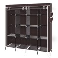 thumbnail image 1 of SalonMore 67" Clothes Closet Portable Wardrobe Clothes Storage Rack 12 Shelves 4 Side Pockets Dark Brown, 1 of 7
