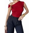 thumbnail image 3 of Women'S Off the Shoulder Tops Mental Elegant Asymmetrical Dressy Top Going Out Outfits Red L, 3 of 9