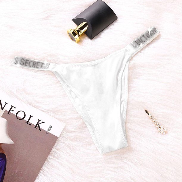Victoria's Secret Menette Transpirable Mujeres Sexy Calzoncillos Brillantes Tanga Ropa Interior Alfabeto Diamantes De Imitación Niñas De Bajo Estado/Multicolorpangjing