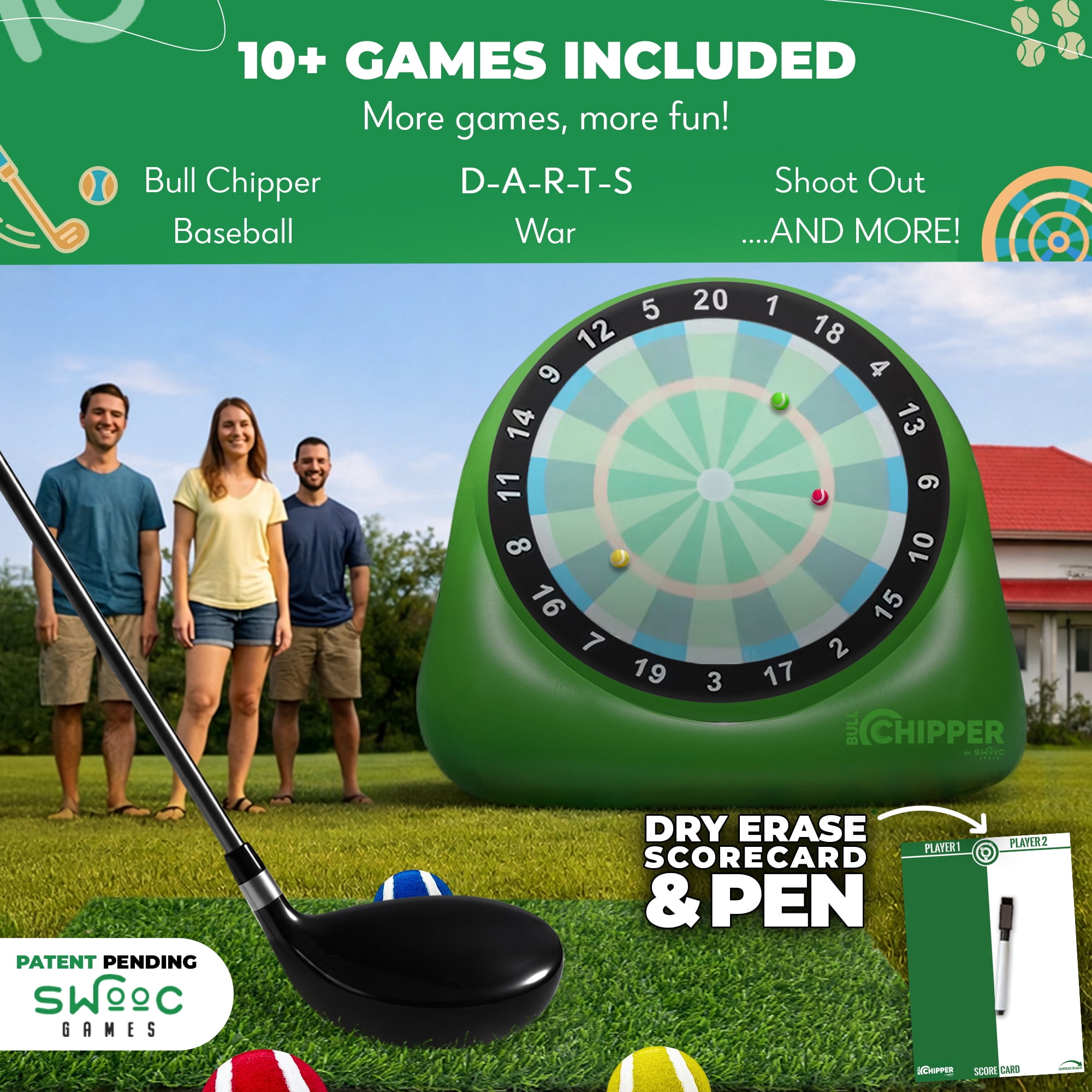 XL Bull Chipper™ | Giant Golf Darts w/ 10+ Golf Games and Air Pump
