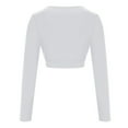 thumbnail image 5 of miqiqism Women's Slim V-Neck Basic Tee Solid Long Sleeve Cropped Base Layer Shirt Sexy Fashion Top T-Shirt Undershirt,White,Large, 5 of 6