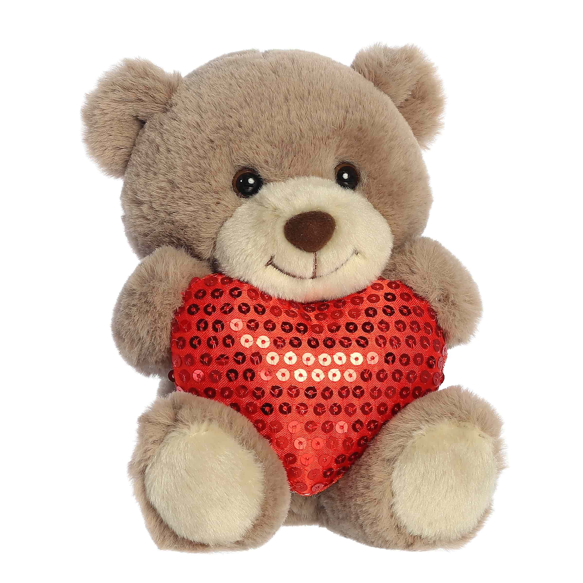 Aurora - Small Taupe Brown Heartwarming Stuffed Animal - 7" Glimmerheart Bear - Valentine