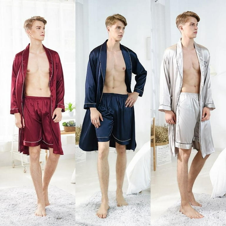 Apocaly Men's Satin Boxer Shorts, Satin Pajama Bottoms Underwear Silky  Pajamas Shorts Wine Red 3XL