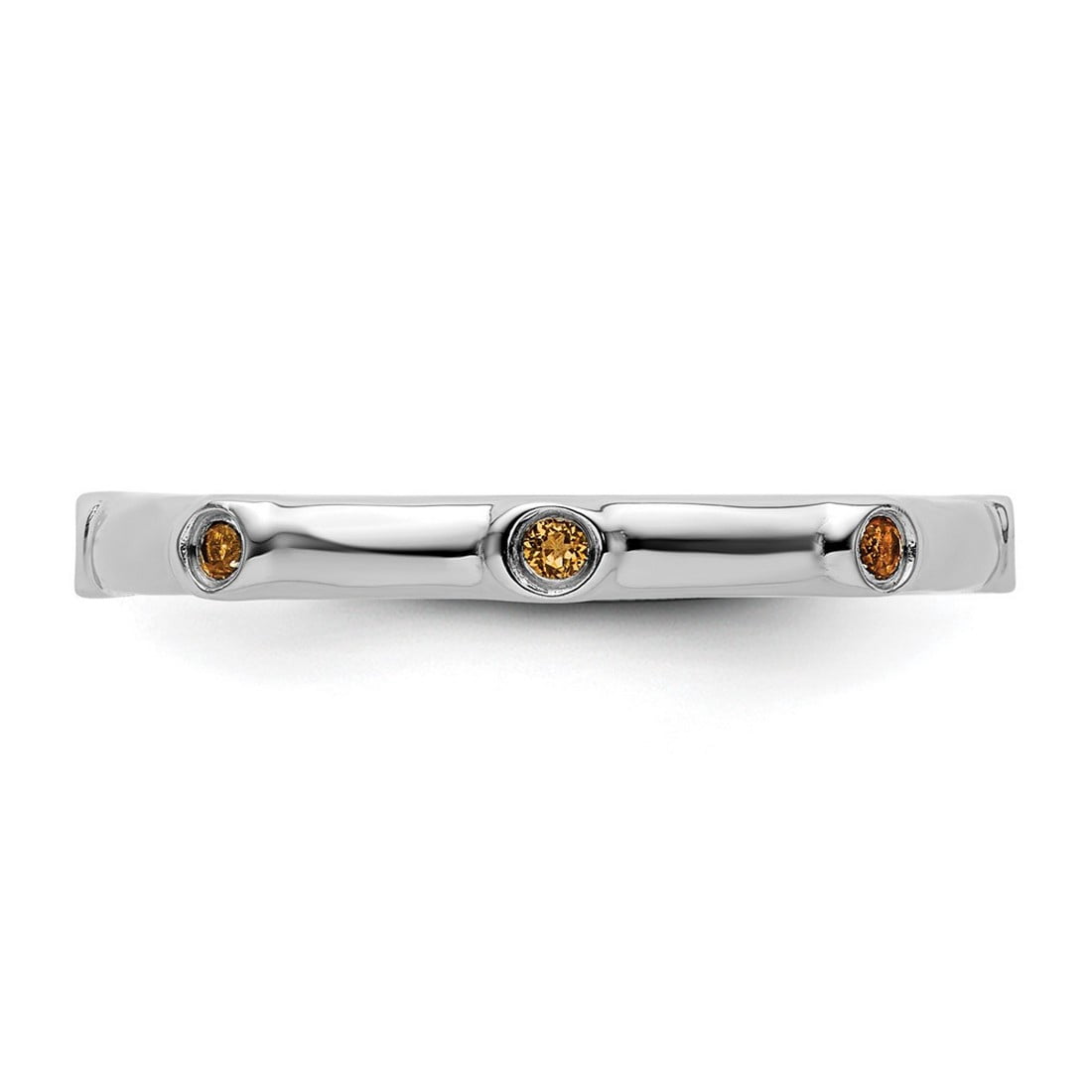 925 Sterling Silver Bezel Polished Stackable Citrine Ring Size 6 Stackable Ring for Women - .12 cwt