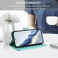 thumbnail image 3 of Phone Case for Samsung Galaxy A26 5G Wallet Cell Cover with Wrist & Shoulder Strap, Embossed Flower Flip Zipper Card Holder Slots Stand PU Leather Wallet Case for Women Girls Men Women, Green, 3 of 19