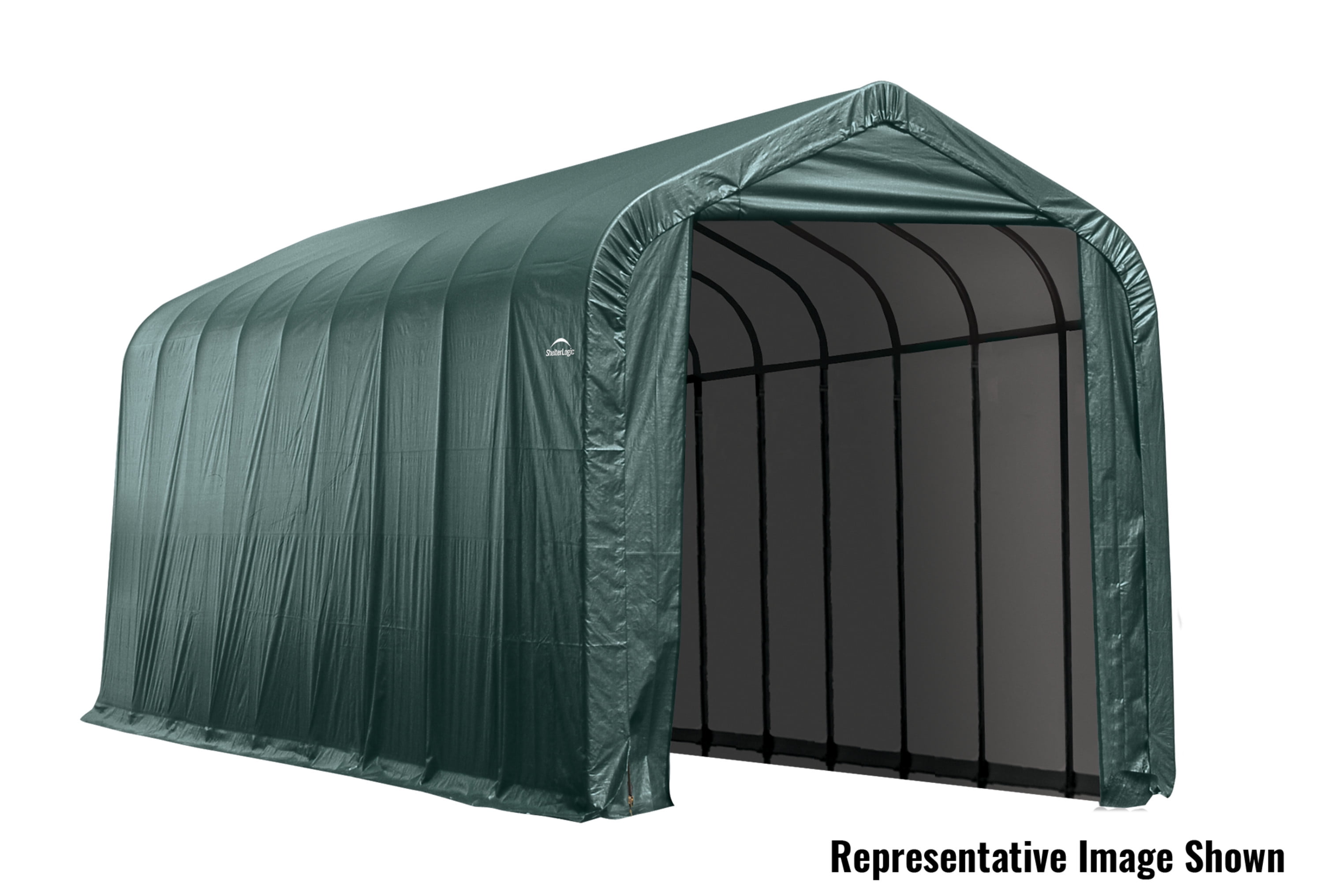10 x 12 x 10 ft. ShelterLogic ShelterCoat Peak Style Garage Green 