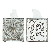 Creative Co-Op White Wood and Tin Bless You Tissue Box Cover