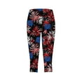 thumbnail image 4 of DDAPJ pyju Capri Leggings for Women 4th of July American Flag Printed Casual Yoga Pants Buttery Soft Stretch High Waisted Capris Limited Time Sales Black XL, 4 of 5