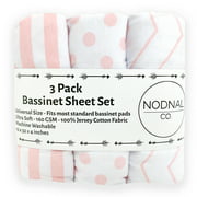 NODNAL Co. Infant Printed Cotton Fitted Sheets, Bassinet, 3-Pieces