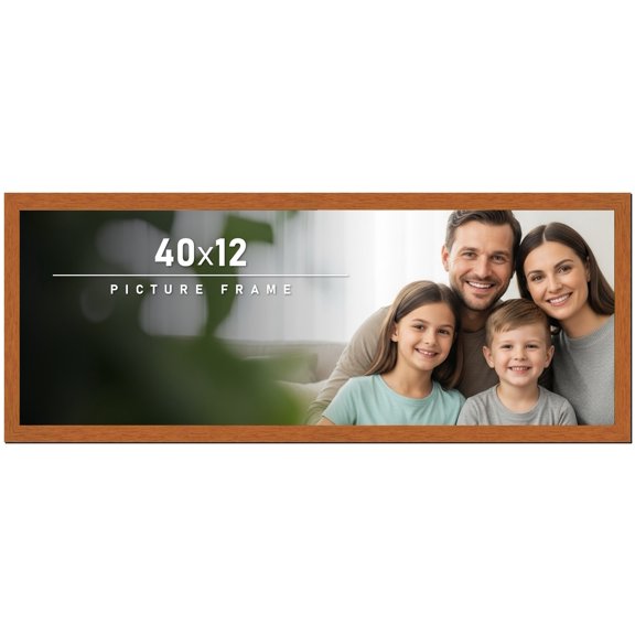 40x12 Frame Honey Pecan Brown Picture Frame - Modern Photo Frame Includes UV Acrylic Shatter Guard