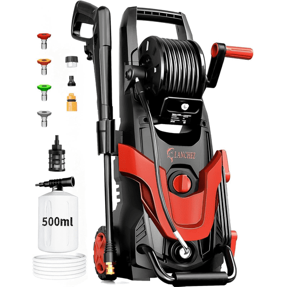 4800 PSI at 3.2 GPM Electric Pressure Washer, 7 Nozzles, Self-priming function, Foam Cannon