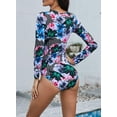 thumbnail image 4 of Women's Rashguard Long Sleeve Zip Floral Print One Piece Swimsuit Swimwear Bathing Suits, 4 of 6