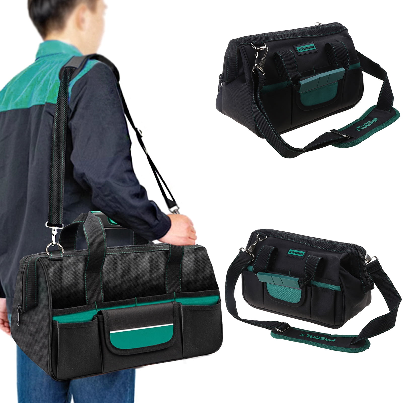 Multi functional Tool Bag with Thickened Oxford Cloth Waterproof Wide Opening Mouth Tools Storage Bag for Electricians
