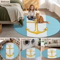 thumbnail image 5 of Round Rugs 3.3Ft, Yellow Anchor Nautical Round Area Rug Washable Indoor Throw Carpet, Aqua White Striped Soft Non Slip Circle Rug for Laundry Room Patio Home Decor Aesthetic, 5 of 8
