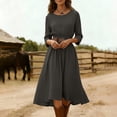 thumbnail image 5 of Omexry Elegant Dresses for Women Women's Summer Solid Color Round Neck Long Dress, 5 of 7