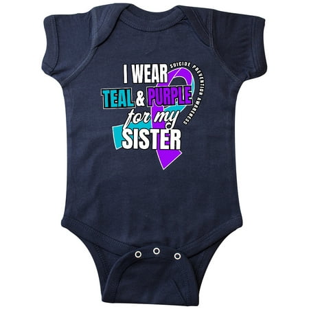 

Inktastic Suicide Prevention I Wear Teal and Purple for My Sister Gift Baby Boy or Baby Girl Bodysuit