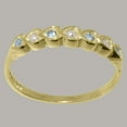 thumbnail image 3 of LBG British Made 9k Yellow Gold Cultured Pearl & Aquamarine Womens Eternity Ring - 33 size options - Size 11.5, 3 of 9