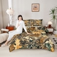 thumbnail image 4 of Homewish Tree Branches Leaves 3 Pieces Queen Comforter Set For Children Teens Adults,Botanical Plants Ultra Soft Bedding Sets,Brown Grey Bedding Comforter Set,Breathable Home Decor,Reversible, 4 of 8