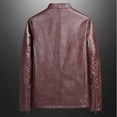 thumbnail image 4 of IYTR Men's Casual Zip Up Leather Jacket Long Sleeve Waterproof Motorcycle Biker Jackets Fashion Leather Coat (Wine,XXXXL), 4 of 6